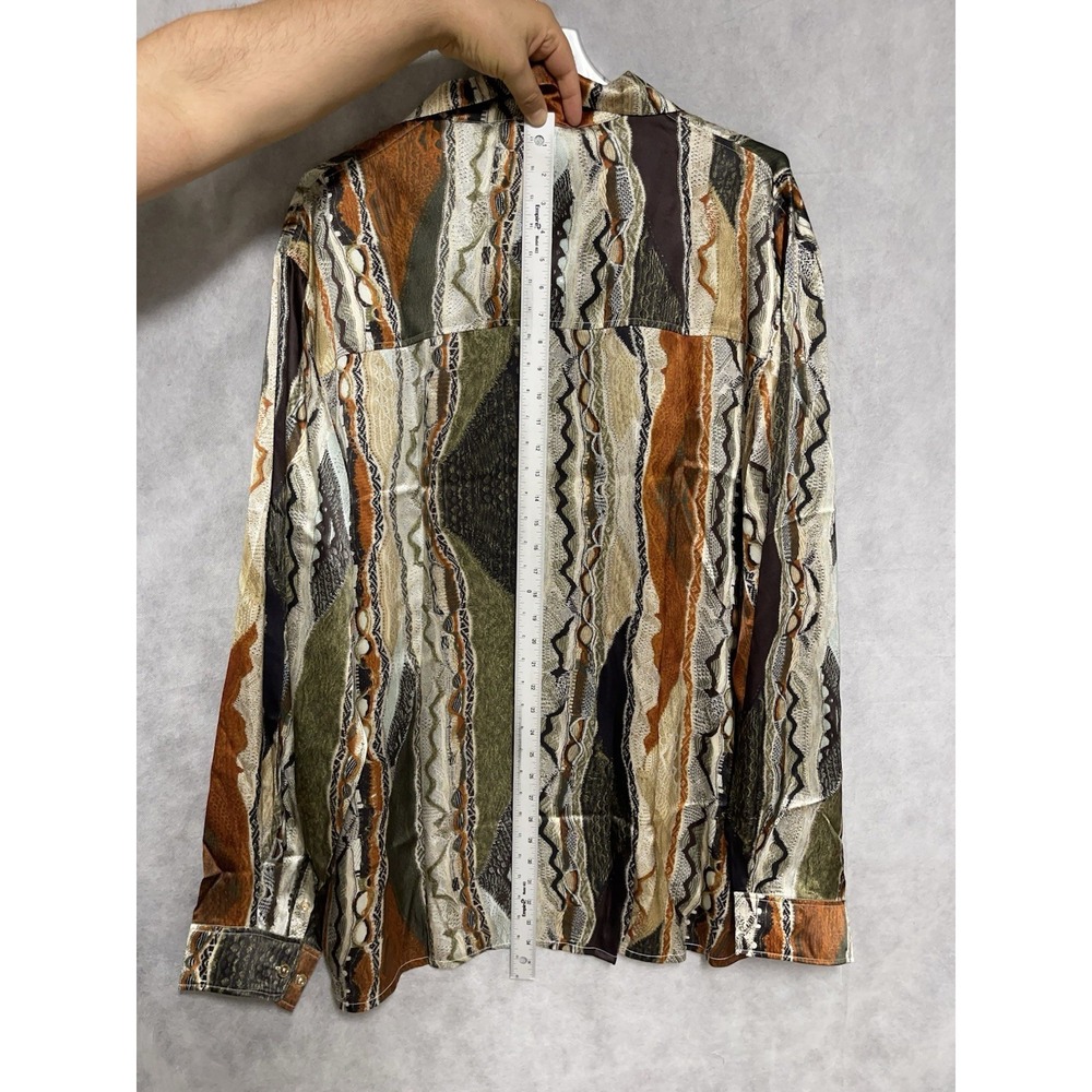 NWT Coogi Shirt Men 4XL Multi Silk Satin Printed Ultra Lightweight Vibrant Luxe - Picture 6 of 9